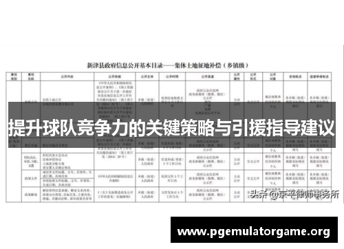 提升球队竞争力的关键策略与引援指导建议
