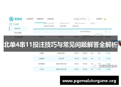 北单4串11投注技巧与常见问题解答全解析